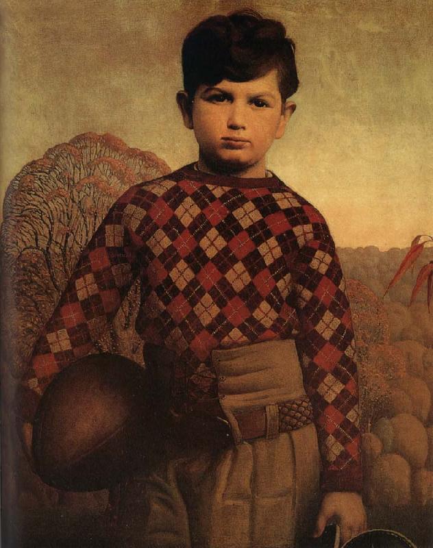 Grant Wood The Sweater of Plaid oil painting image